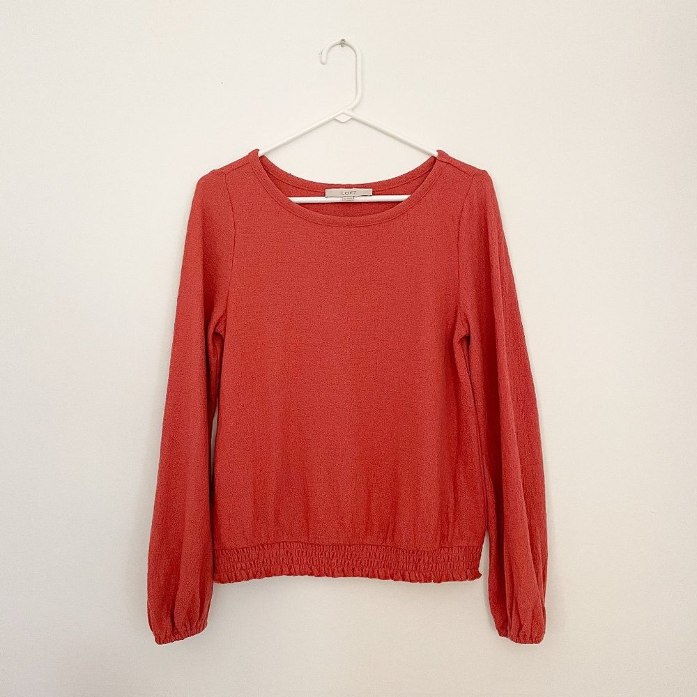 NWOT Loft Smocked Hem Textured Top Size XS